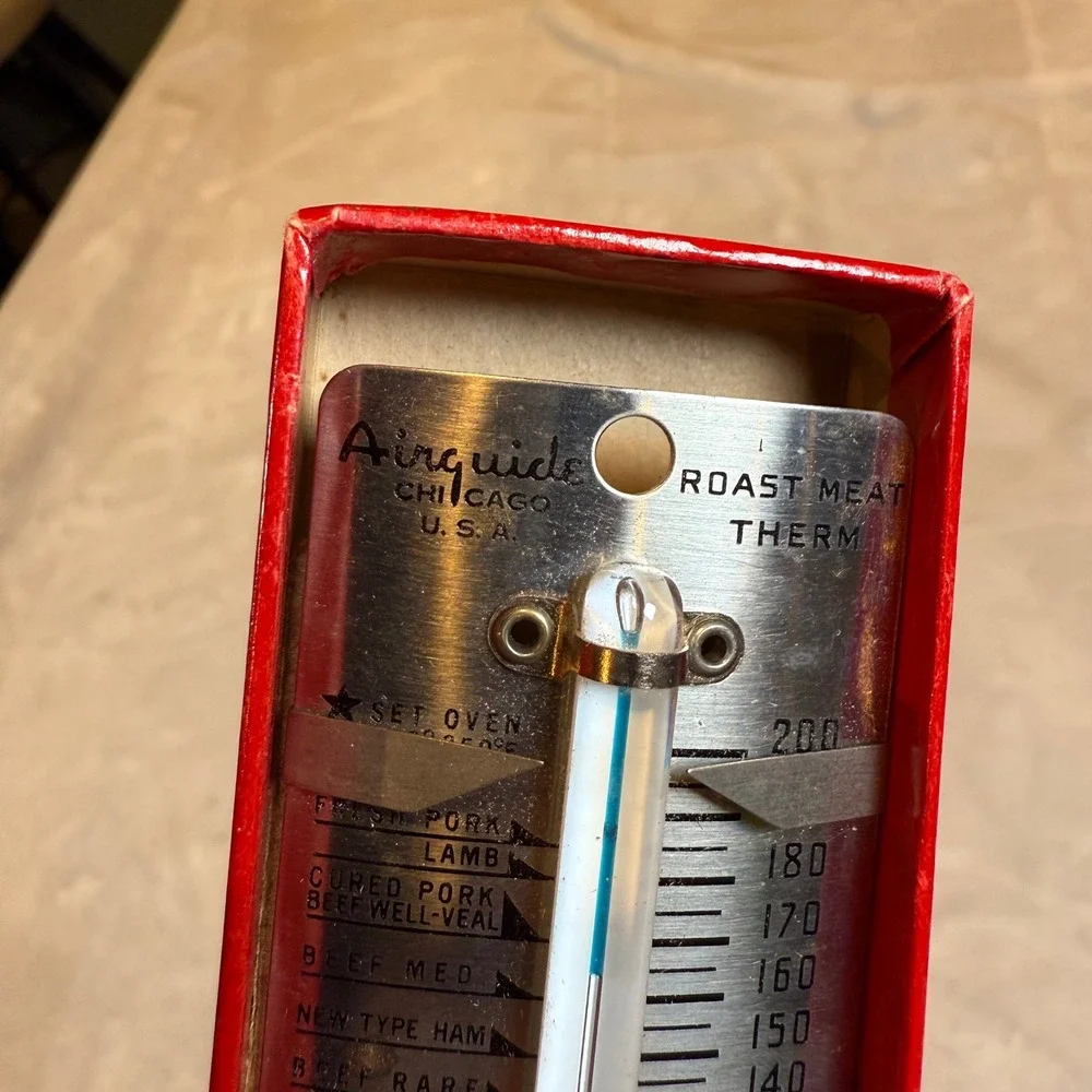 Vintage Airguide Roast Meat Thermometer Stainless Steel Chicago USA with Box‎